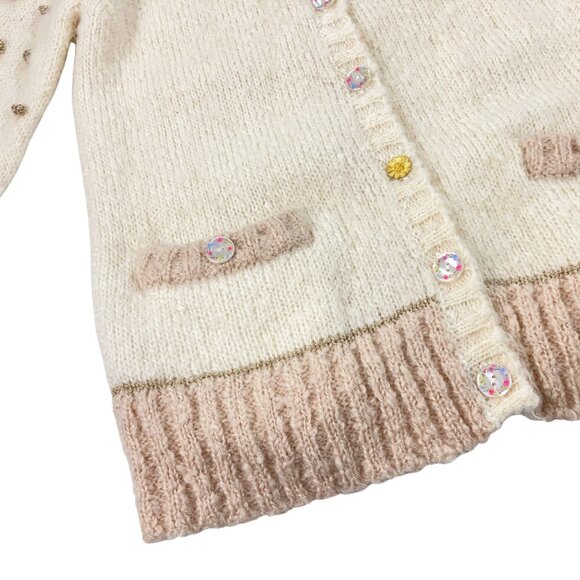 LoveShackFancy Nuri Boyfriend Cardigan Womens Size S Mohair Wool Blend Cream - Picture 3 of 10
